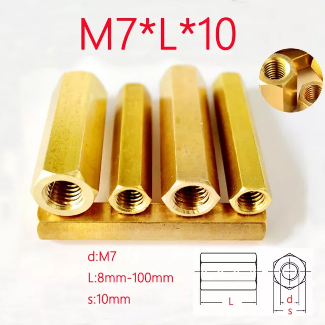 M7 Connector Nuts Stud Long Nuts Allthread Rod Bar Hexagon Connecting Hex Brass