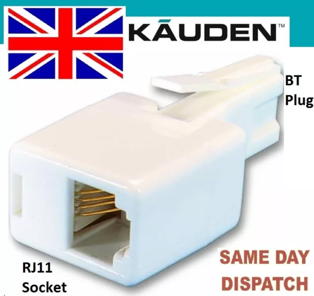 RJ11 - BT Plug Adaptor Connect ADSL DSL PHONE Cable to BT Telephone Phone Socket