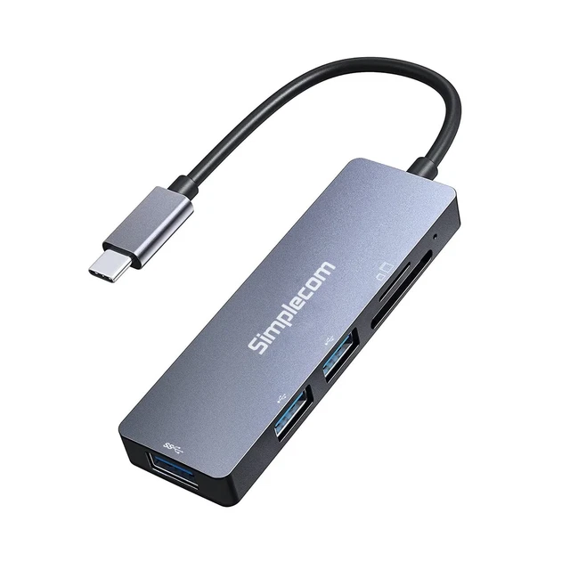 Simplecom CH255 USB-C 5-in-1 Multiport Adapter 3-Port USB-A Hub with SD MicroSD