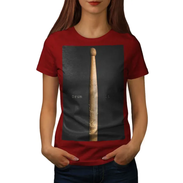 T-shirt donna Wellcoda Drum Stick Slogan, strumento design casual stampata