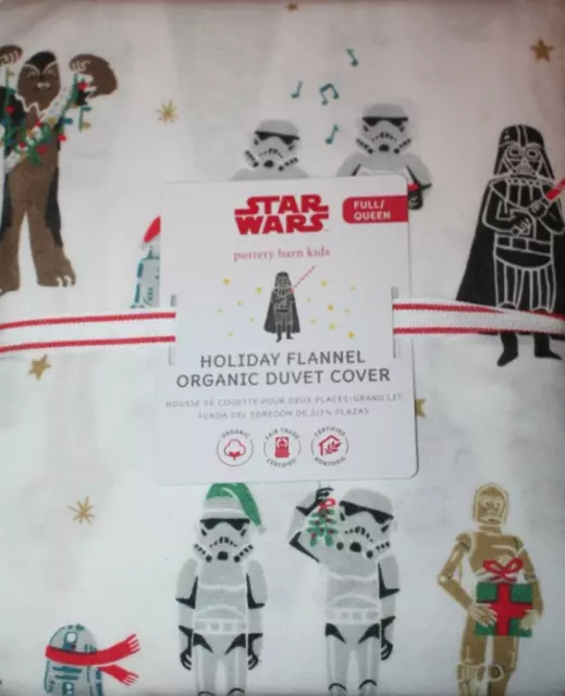 Funda edredón de franela navideña Pottery Barn Kids de Star Wars completa/reina 90X88 Disney