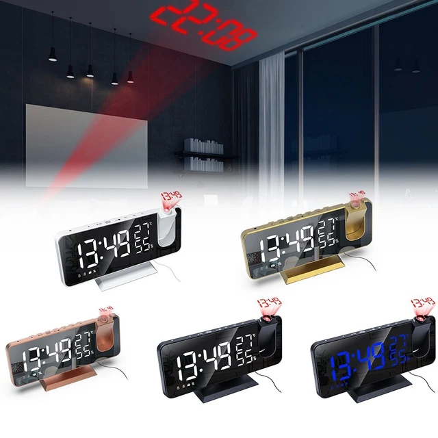 Double réveil radio FM avec écran 7 5 LED projection et minuterie port USB