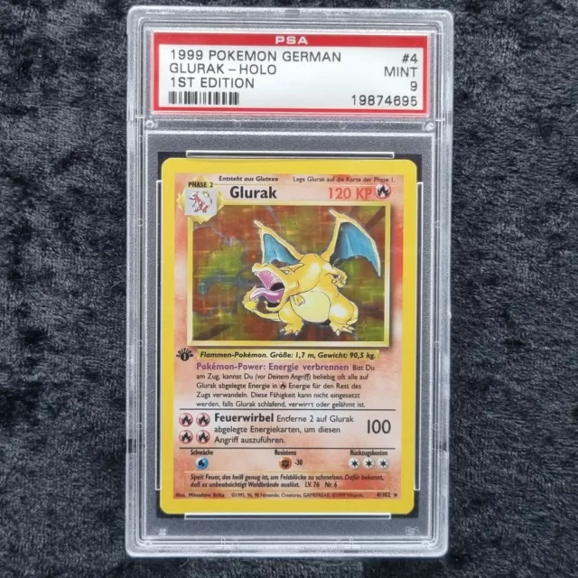 Pokemon Karten PSA 9 Glurak Holo 1st Edition Base Set German Pokemonkarten