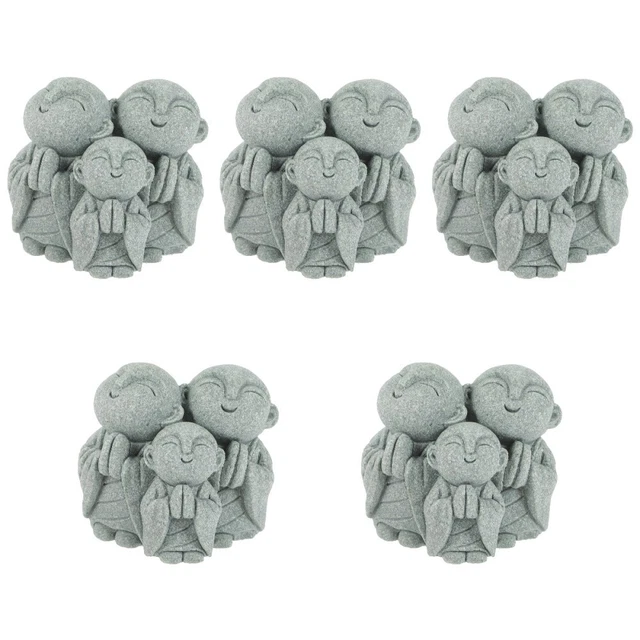 5 Sets Petit Moine Sculpture De Bouddha Miniature Accessoires