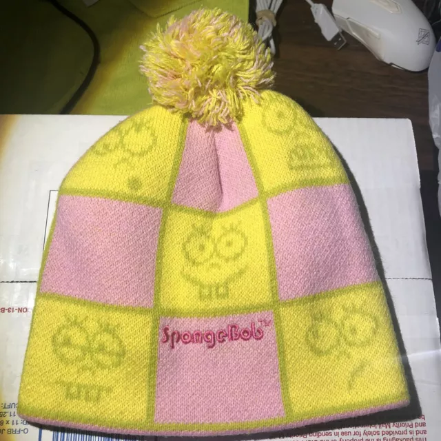 2005 NICKELODEON SpongeBob Square Pants Girls Hat/Beanie, Yellow and Pink