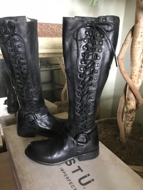 Bed Stu Free People Burnley Womens Bk Leather Tall Lace up Boot 6.5M (5.5) $385