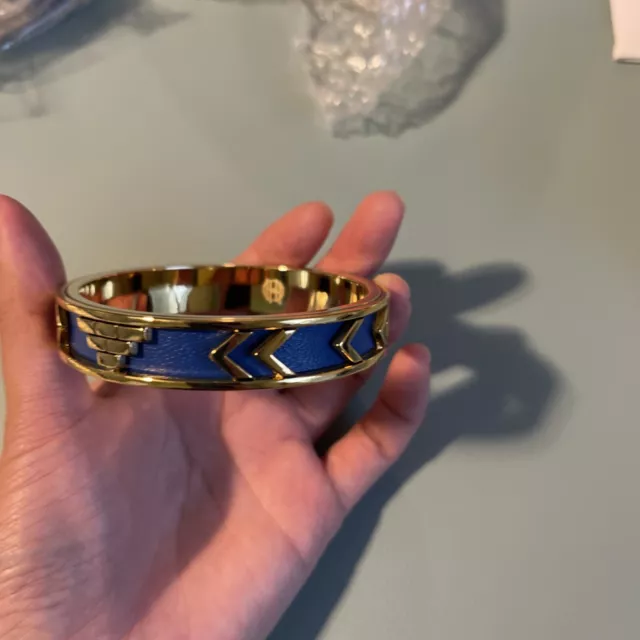 HOUSE OF HARLOW 1960 Aztec Blue Leather and 14kt Gold plated Bangle