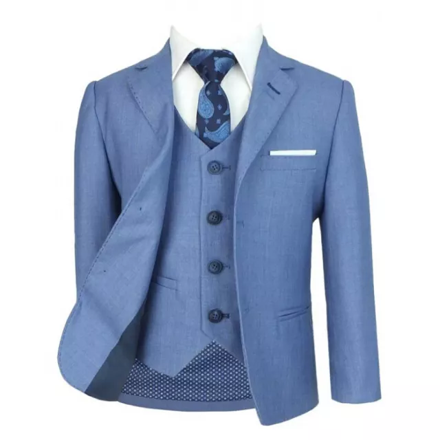 Cavani Boys Kids Slim Fit Formal Wedding Suit in Blue Jay Age 1 to 15 RRP�134.99