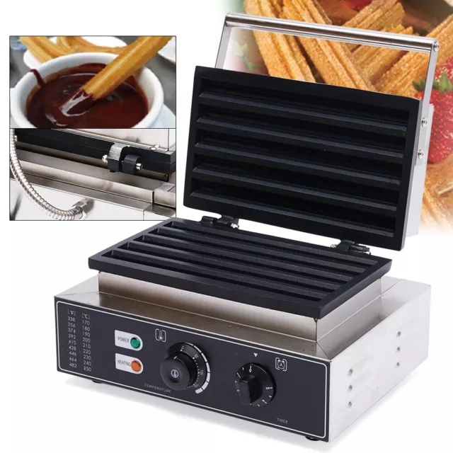 Commercial Nonstick Electric 5 Sticks Churro Maker Machine Baker Waffle Maker