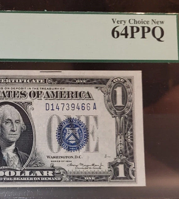 Fr 1606 1934 D14739466A $1 SC⭐CH CU PCGS 64PPQ⭐ Crisp Clean BANKNOTE