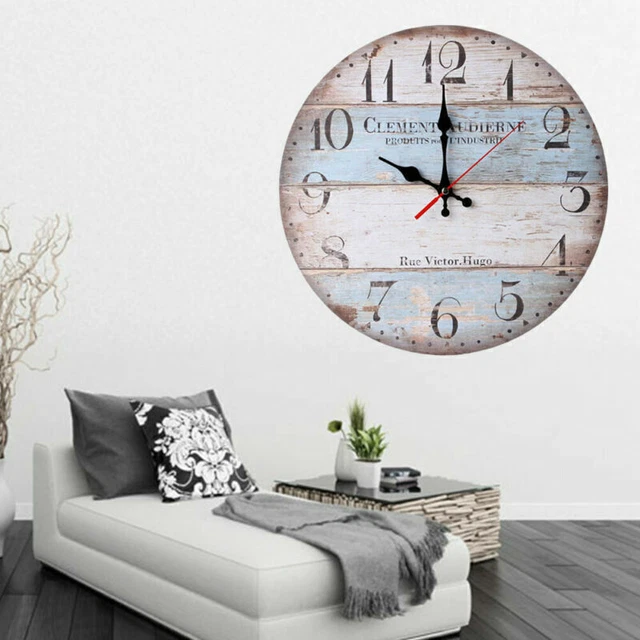 Stile europeo Retro Orologio in legno da parete stazione grande 30cm di diametro