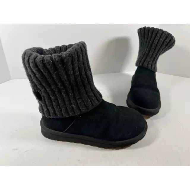 UGG Australia Womens Cambridge Winter Sweater Boots Black Suede Calf Roll Up 7