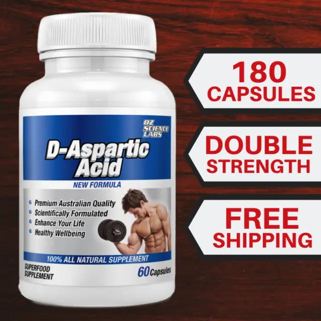 DAA - D Aspartic Acid - 180 Capsules - D-Aspartic Acid Muscle Recovery & Fatigue