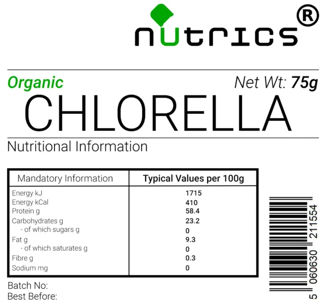 Nutrics® 100% clorella biologica pura polvere superfood verde detox BulkBuy 2