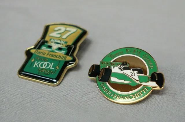 Dario Franchitti Team Kool Green Indy Racing NEW LOT of 2 PINS