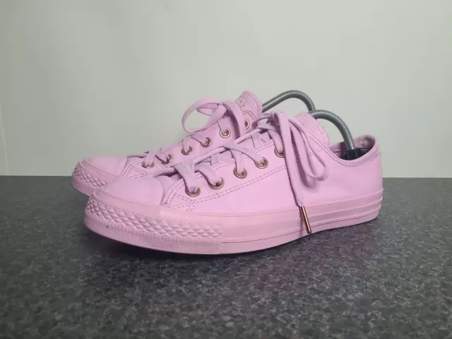 CONVERSE ALL STAR Trainers Leather Pink Rose Gold Size UK 5.5 38