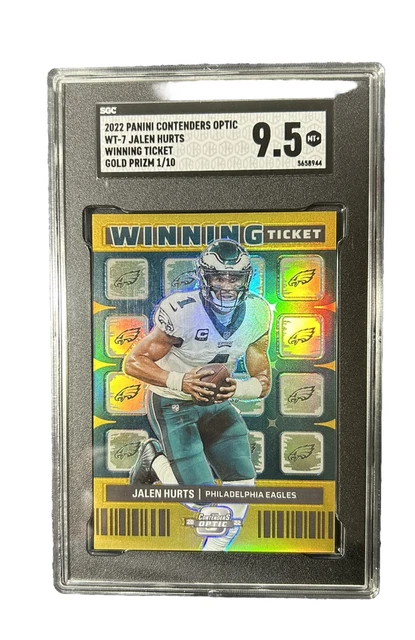 2022 Contenders Optic Gold Prizm Winning Ticket Jalen Hurts 1/10 SGC Gem 9.5