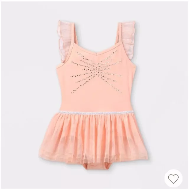 toddler girls dancewear cami flutter sleeve leotard with skirt  Cat&Jack pink 2T