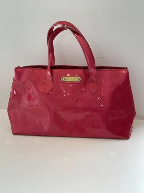 AUTH Louis Vuitton Corail Patent Leather Monogram Vernis Wilshire Handbag  Purse