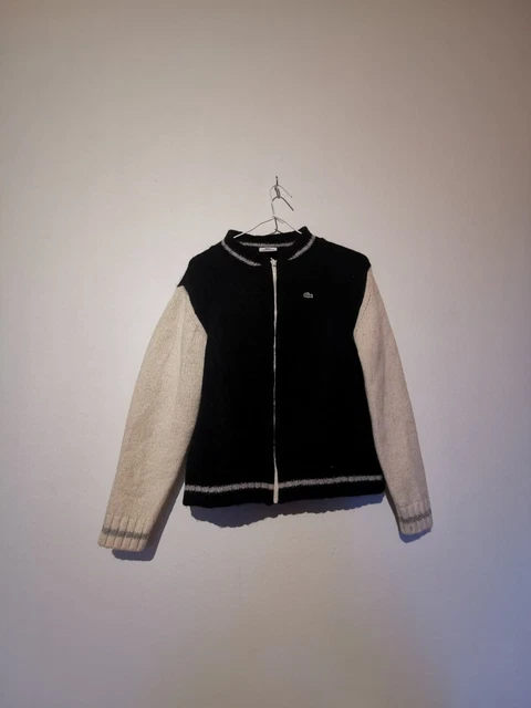 VESTE GILET LACOSTE en Laine Noire et Blanc pour Femme Taille 42 M
