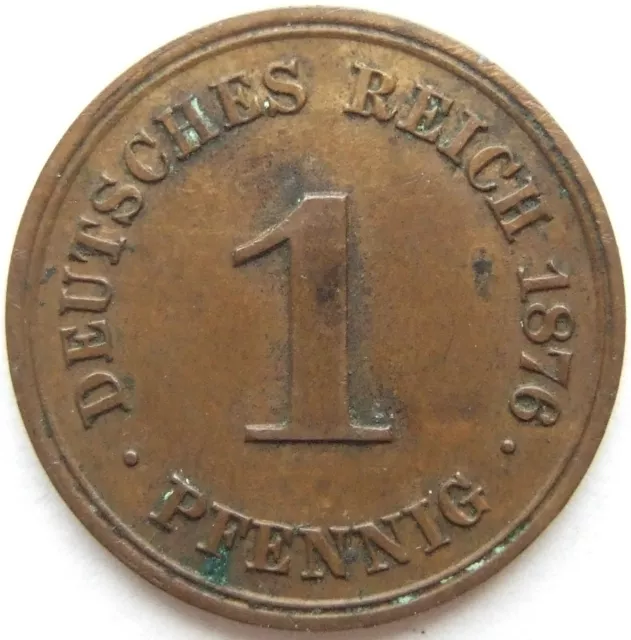 Moneta Reich Tedesco Impero Tedesco 1 Pfennig 1876 G IN Extremely fine