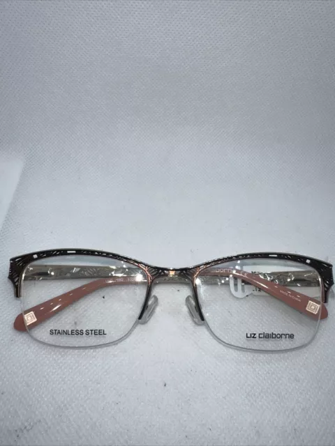 Liz Claiborne L645 51/18 130 Brown Gold Rimless Women Eyeglass Frames 7