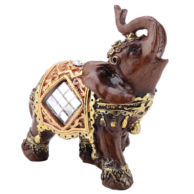(Tromba grano di legno) Statua elefante statua da collezione statuetta