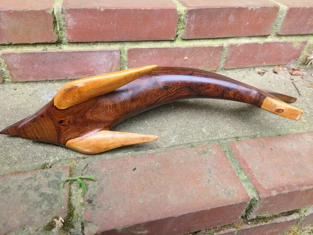 Ziricote Wood Swordfish Sculpture Hand Carved Mid-Century Modern 3