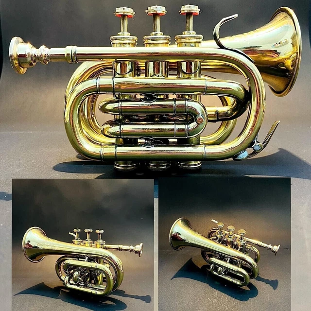Nautical Shinny Brass Heavy Trumpet Pocket Bugle Student Horn 3 Vale+ Mouthpiece