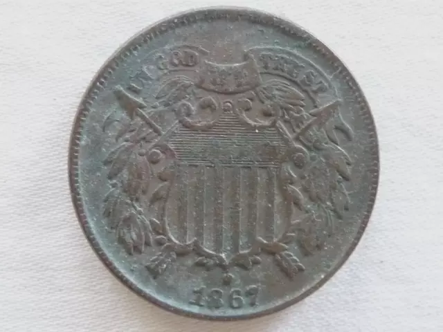 1867 2c Shield Two Cent Piece US Coin