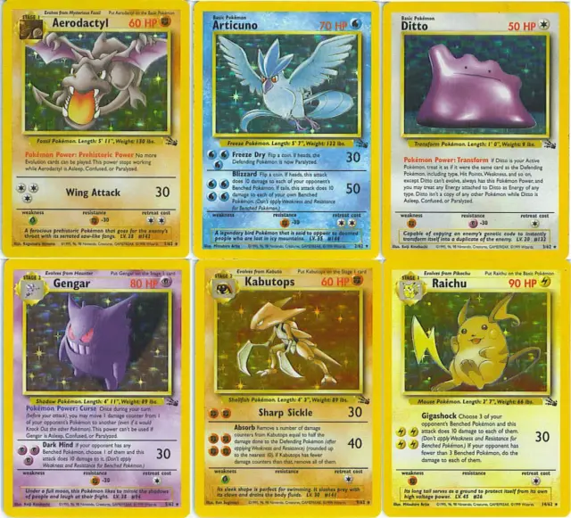 Fossil Pokemon cards All 62 Available Out of print WOTC - Choose your Card