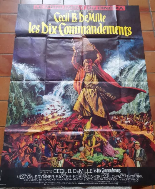 Affiche Cinéma 1970 Les 10 commandements 120x160 DeMille Charlton Heston