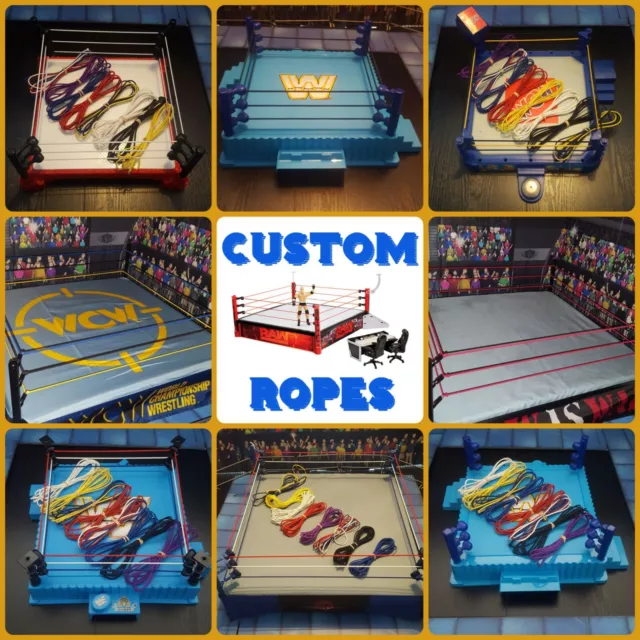 WWF HASBRO RING REPLACEMENT STICKERS & ROPES - SELF ADHESIVE STICKERS WWE  WCW