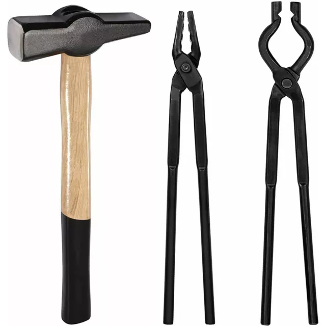 Blacksmith Tongs & Hammer Set Knife Making Tongs Beginner Forge Anvil Vise Tool