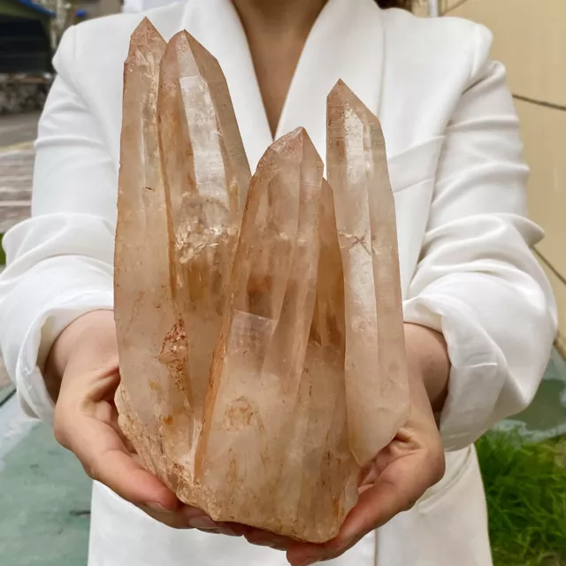 4.27LB Coarse healed specimen of large natural red transparent quartz crystal cl