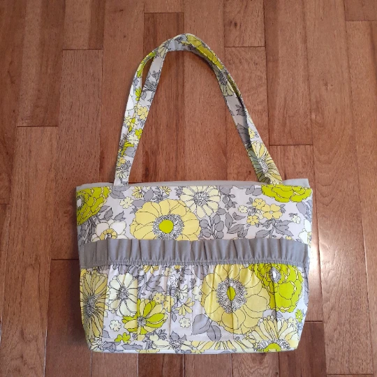 Handmade Gray Green Floral Girl Baby Diaper Bag 7 Pockets 17" x 11"