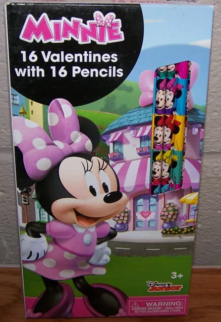 Valentines Day Exchange Cards (Box of 16) Disney Junior Minnie with Pencils