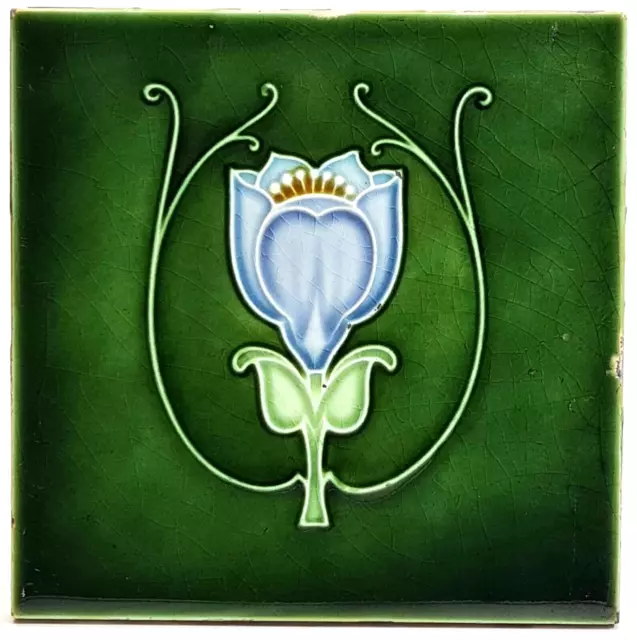 Antique Fireplace Tile Tulip Design by Lea & Boulton C1910