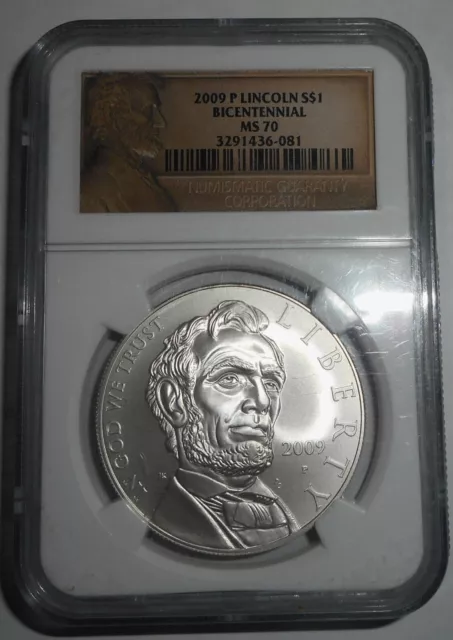 2009-P Lincoln Bicentennial Silver Dollar, NGC MS70, Estate Sale, FREE SHIP