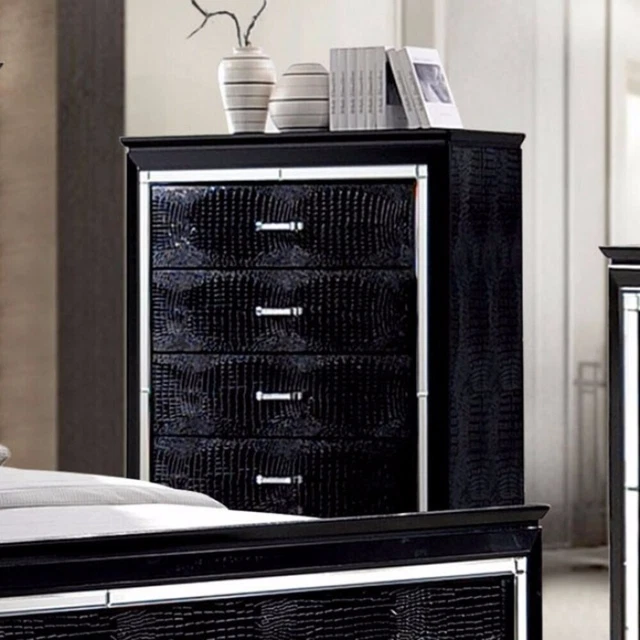 Wooden 5 Drawer Chest, Black Black 5-drawer