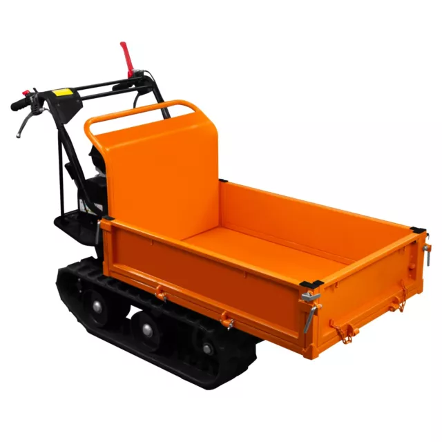 Mini Dumper Tracked Power Barrow Petrol Transporter 300kg Drop Side Skip 196cc