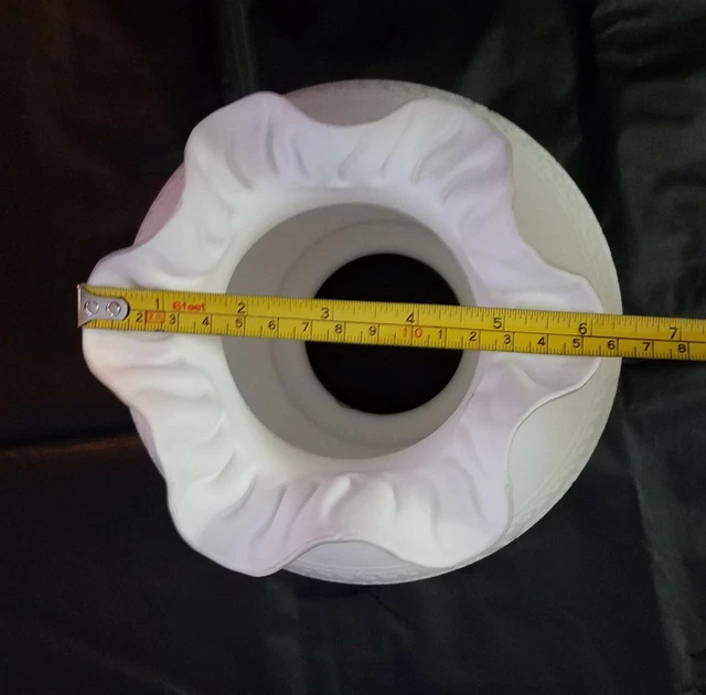 Vtg Large Victorian VV MADE IN FRANCE Satin White Embossed Glass Lamp Shade 9