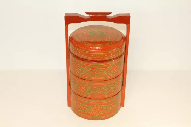 Betel Nut Box Lacquerware Carrying Container Box #7 Large Multi Color Designs