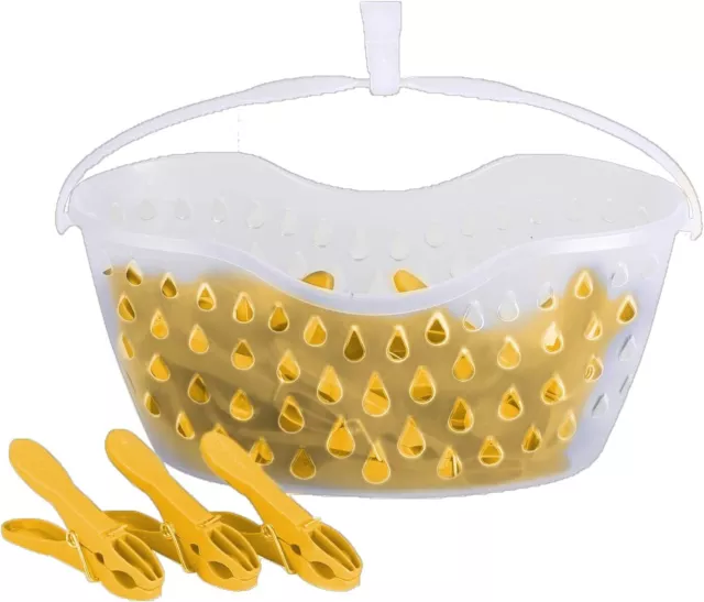 24 pioli per bucato in plastica con cesto in plastica trasparente vestiti clip linea lavaggio