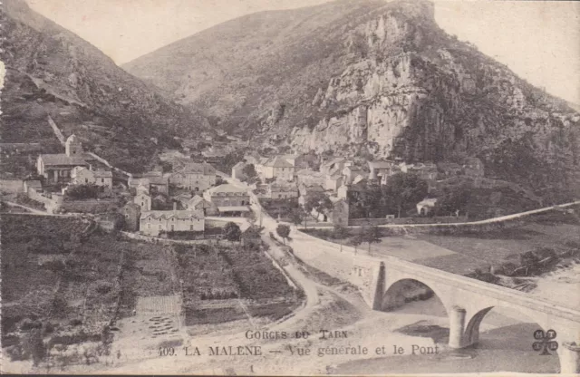 La MALÈNE 48 Pont du Village dans les Gorges du Tarn CPA Non-Circulée vers 1910