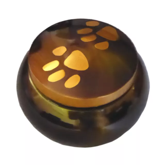 Brass cat dog pet paw print cremation funeral urn raku copper LARGE 6" BNIB