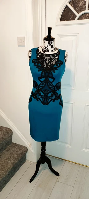 LIPSY (MICHELLE KEEGAN) Emerald Green And Black Lace Bodycon Dress. UK 12  10.00 - PicClick UK