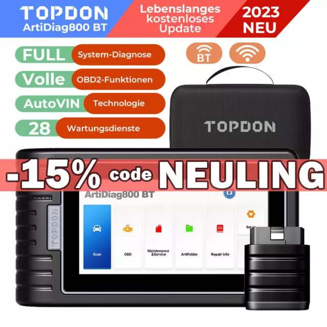 🔥TOPDON AD800 BT Profi Auto Diagnosegerät KFZ OBD2 Scanner ALLE SYSTEM TPMS DE