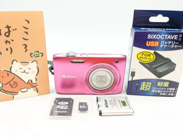 Cámara digital Nikon COOLPIX S3100 rosa de 14.0MP con zoom 5x de JAPÓN 373