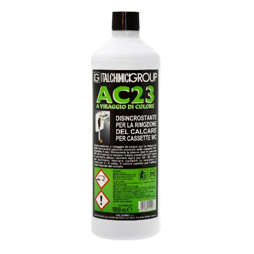 Disincrostante AC23 per rimozione calcare cassette WC 1000 ml a viraggio colore